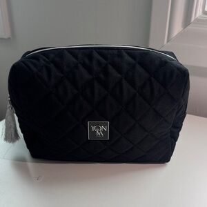 Quilted Black Velvety Cosmetic Pouch